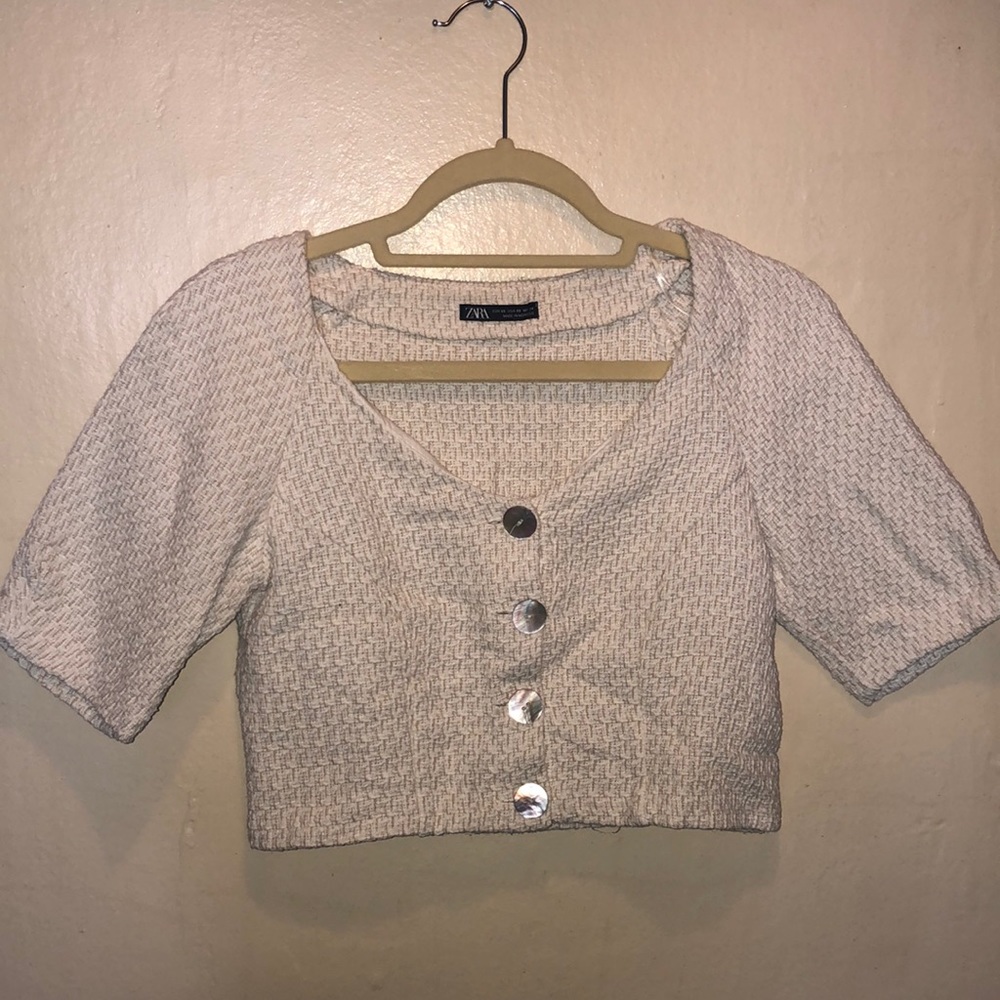 ZARA BUTTON UP CROP TOP